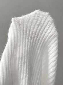 Zolique Mock Neck Ribbed Knit Sweater Vest - White - View 6