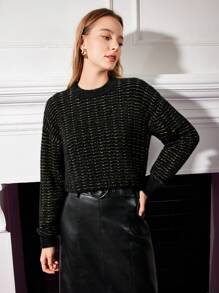MOTF PREMIUM FUZZY METALLIC KNIT SWEATER - Black - View 6