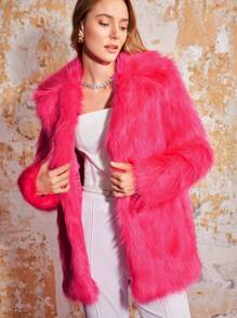 MOTF PREMIUM FAUX FUR COAT - Hot Pink - View 6