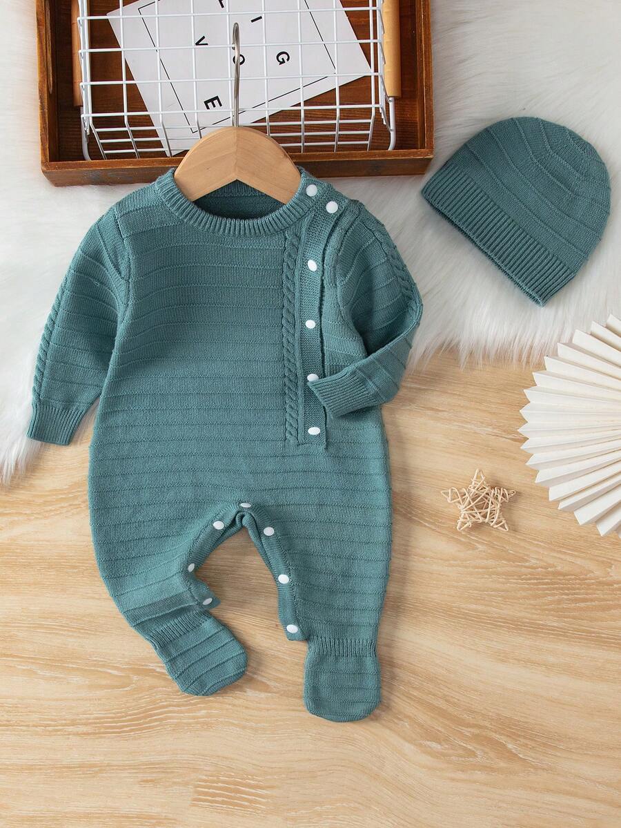 Áo Len Bé Trai Onesies - Màu xanh Ô liu - Xem 1