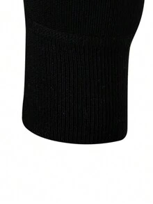 Manfinity Homme 男士連帽束口絨毛針織開襟衫，線落腋袖，拉鍊，厚實純黑色，適用於出行，商務，休閒，丈夫