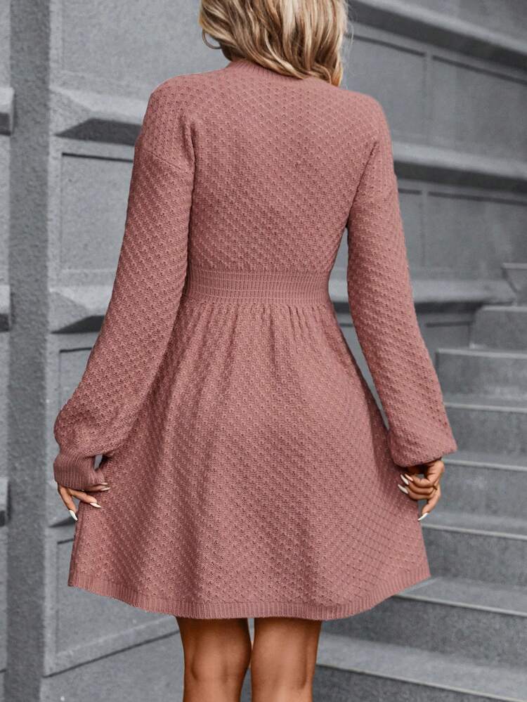 Solid Drop Shoulder Sweater Dress,Fall Dress