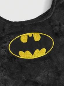 Batman X ROMWE Women's Embroidered Plush Homewear Set Outfit - Black - View 3