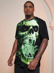 Manfinity LEGND Men's Plus Size Skull Printed T-shirt - Green - View 1
