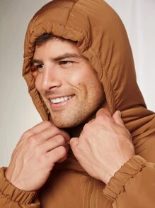 Manfinity VCAY Loose Men's Woven Leisure Hooded Padded Jacket - Khaki - View 3