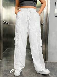 SHEIN Coolane 大尺碼褲子 - 白色 - 查看 4