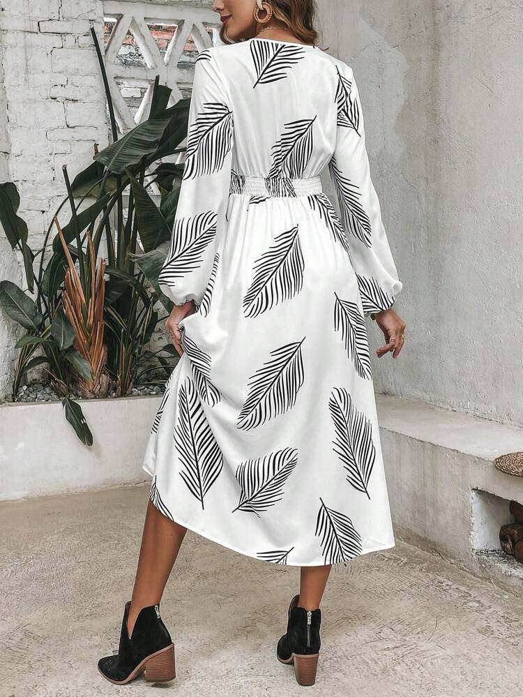Tropical Print Split Thigh Dress