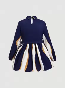 SHEIN Unity 条纹印花荷叶边上衣 荷叶边上衣 - 藏蓝色 - 查看 2