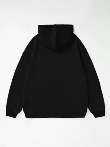 Nam Lá thư In Dây rút Hoodie - màu đen - Xem 2