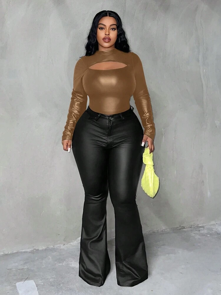 Plus Cut Out Front Mock Neck Tee