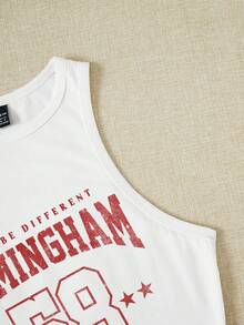 SHEIN EZwear 字母圖案背心上衣 - 白色 - 查看 4