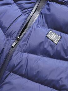 Manfinity Homme Men Letter Patched Detail Zipper Vest Padded Coat - Blue - View 4