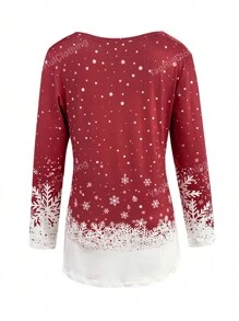 Gnomes T-shirt De Mode Pour Femmes À Motif De Bonhomme De Neige De Noël Dans Un Carreau Rouge Pour L'automne Et L'hiver Navidad