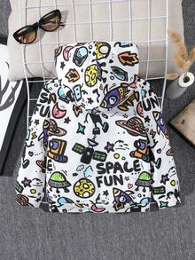 SHEIN 男孩太空字母图案卫衣 - 白色 - 查看 2