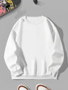 男士龍圖案加絨內裏運動衫 - 白色 - 查看 2