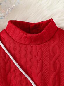 女嬰雙色網紗拼接洋裝&包