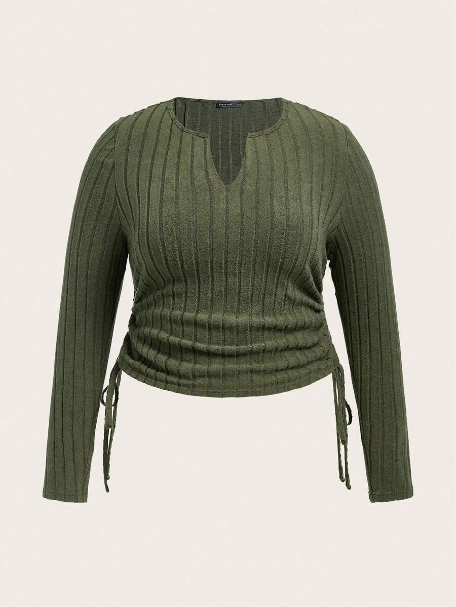 SHEIN ICON Hơn Cổ có Lỗ hổng Bên dây rút Áo thun - màu đen - Xem 1