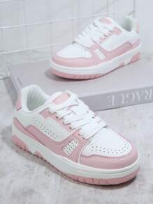 Mini mi Girls Colorblock Lace Up Front Skate Shoes - Pink - View 4