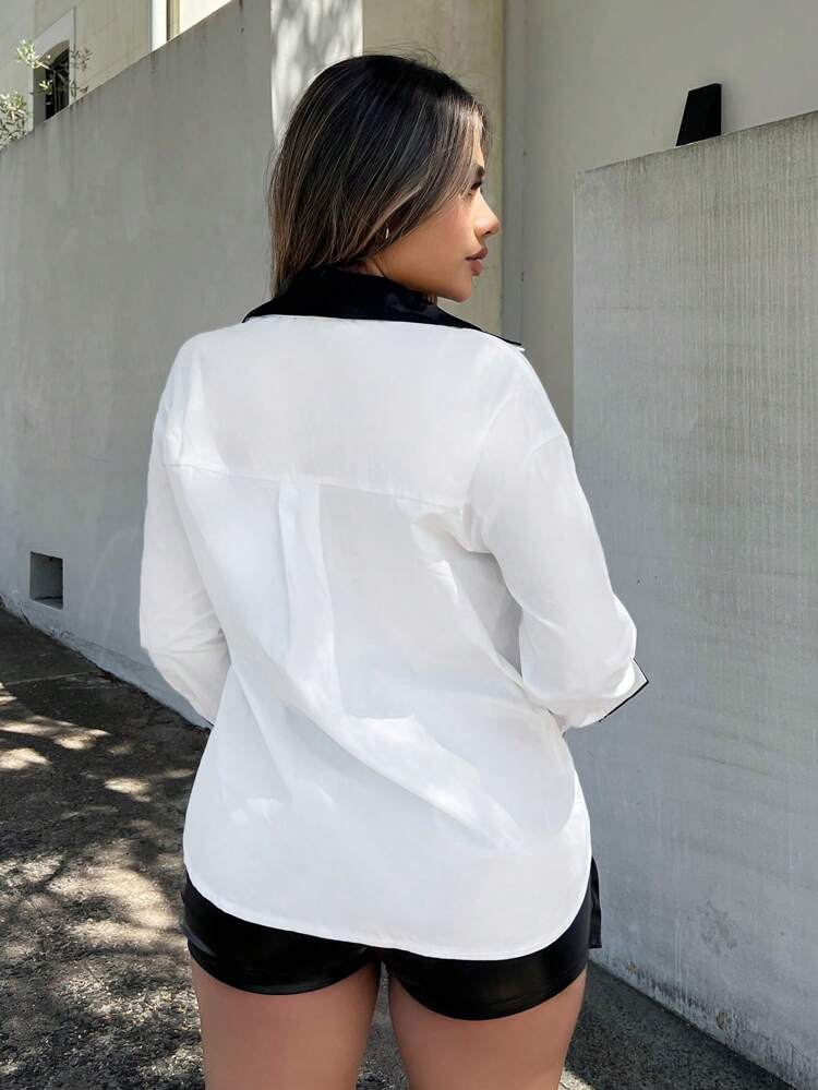 Women's Colorblock Drop Shoulder Shirt