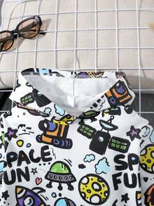 SHEIN 男孩太空字母图案卫衣 - 白色 - 查看 3