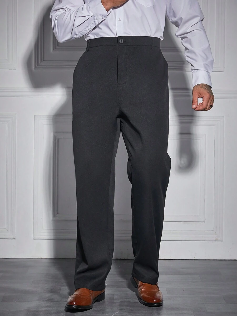 Manfinity Mode Nam Plus Chất rắn Túi nghiêng Quần tây - màu đen - Xem 1