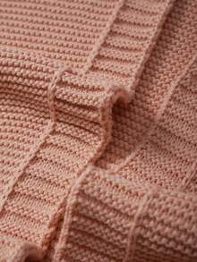 SHEIN Qutie Áo len cardigan thiết kế đơn giản - Hồng - Xem 3