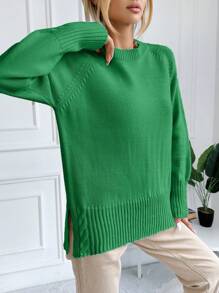EURMUSE Jersey de manga raglán bajo con abertura - Verde - Ver 4