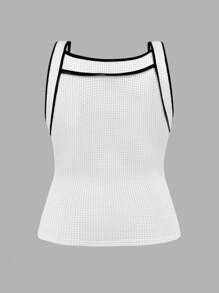 Calvaya Plus Contrast Binding Tank Top - Apricot - View 2