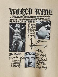 GENTILAND 男士口號及人物圖形束口連帽衛衣和運動長褲 - 白色 - 查看 3