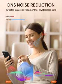 无线耳塞带 13 毫米大扬声器、触摸控制稳定芯片且无延迟，带 USB-C 充电端口情人节礼物