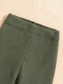 SHEIN Tween Girl Checker Pattern Sweater & Knit Pants - Apricot - View 6