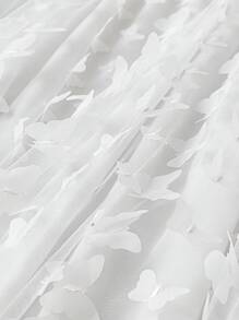 Chiquease Butterfly Appliques Mesh Overlay Skirt - White - View 4