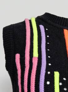 Hauture Gestreept patroon Franjes Crop gebreide top