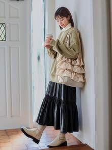 FRIFUL Của phụ nữ Da giả Váy - màu đen - Xem 7