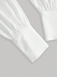 SHEIN MOD Contrast Lace Pleated Hem Dress - White - View 3