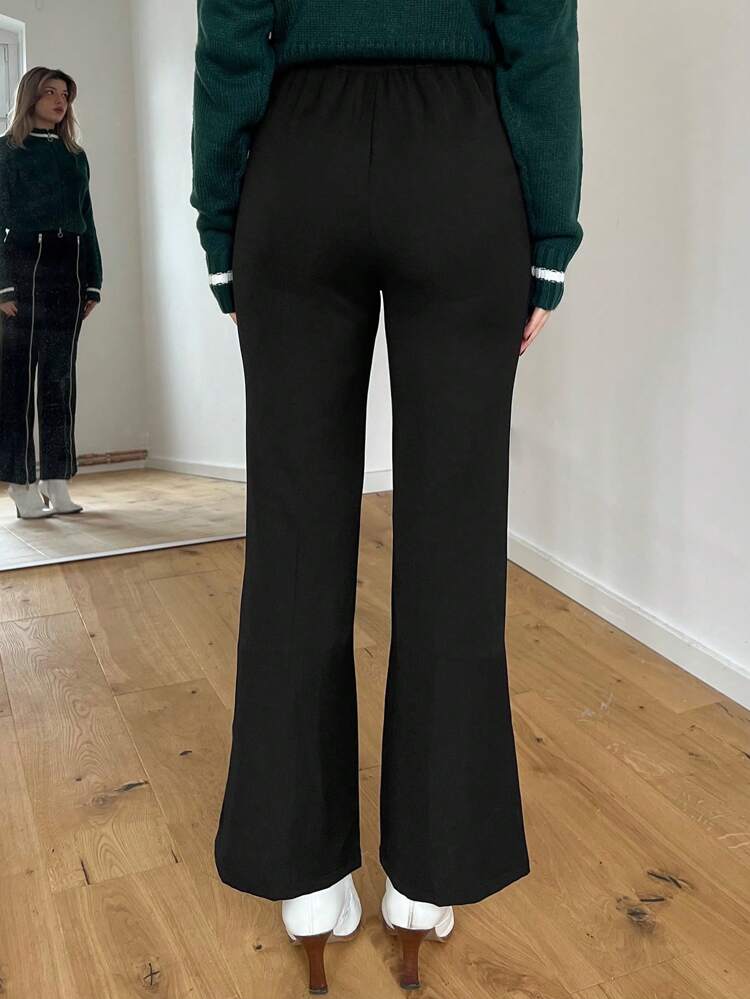 Contrast Piping Flare Leg Suit Pants
