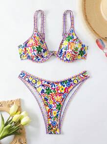 Swim Mod 女士花卉印花比基尼套装夏季海滩 - 彩色 - 查看 4