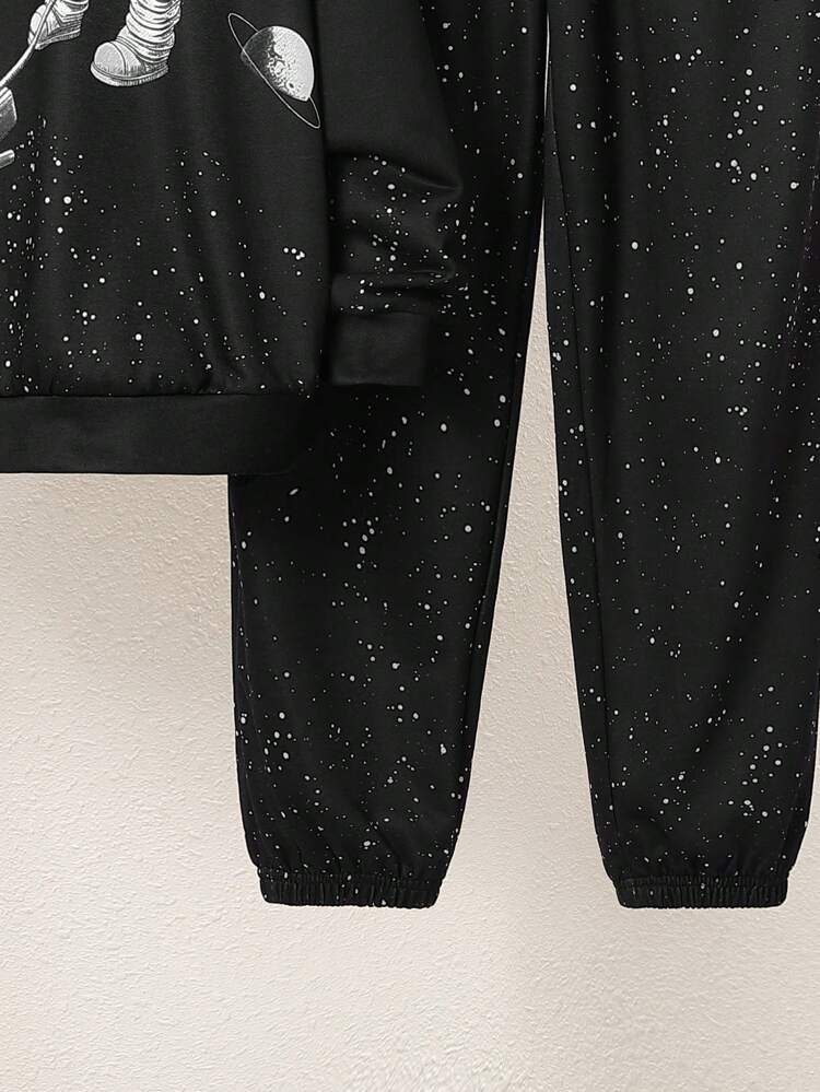 Boys' Casual Astronaut Print Hoodie And Pants Set