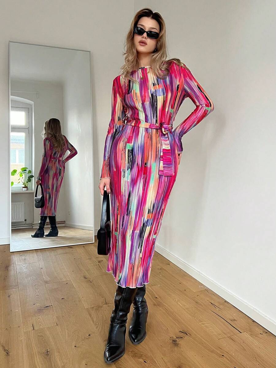 SHEIN Essnce In Bàn chải Thắt lưng Váy bodycon - Nhiều màu - Xem 1