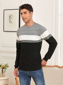 Men's Striped Sweater - Black - View 6
