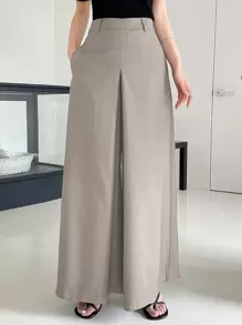 DAZY 高腰寬腿褲 - 香檳色 - 查看 3