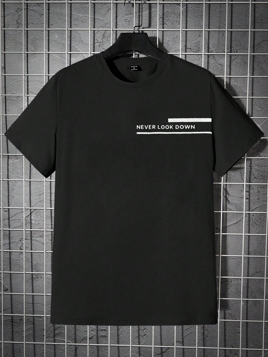 GENTILAND Men Slogan Graphic Tee - Black - View 1