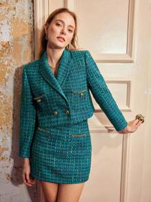 MOTF PREMIUM Blazer Tondu En Tweed