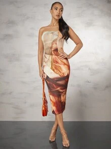 SHEIN BAE Women's Strapless Character Printed Dress - Multicolor - View 3