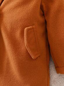 Đứa bé gái 1 Miếng Cổ áo Borg Cổ áo Áo khoác - Màu Khaki - Xem 4