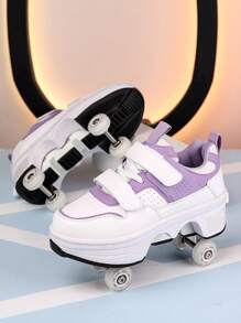 變形鞋,4輪滑冰鞋適合6-15歲女孩,可步行可滑行,流行輪滑鞋 - 彩色 - 查看 5