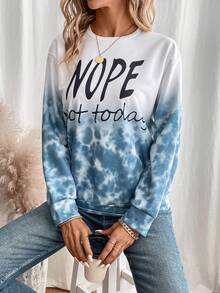 SHEIN LUNE Nhuộm buộc Đồ họa Chữ cái Thả vai Áo nỉ - Nhiều màu - Xem 5
