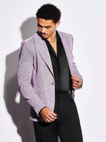 GENTILAND 男士鏤空翻領閃片西裝外套和長褲套裝 - 彩色 - 查看 8