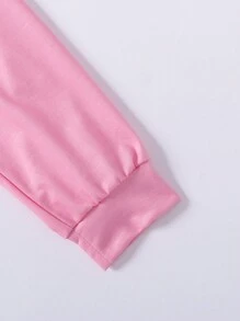 SHEIN Cô gái Tween vui tươi & Mát mẻ Viết tháu Hoodie Và Người chạy bộ Bộ - Hồng - Xem 5