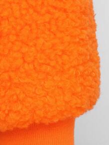 Hauture Cazadora Bomber Acortada De Felpa Con Bolsillo Con Cremallera - Naranja - Ver 10